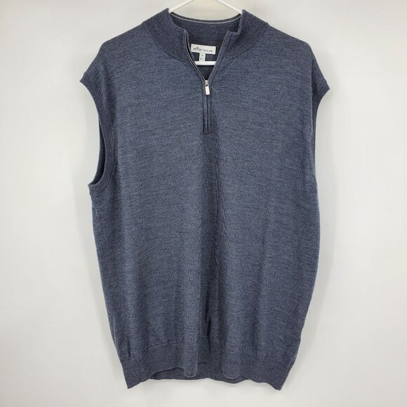Peter Millar Merino Wool Blend Grey 1/4 Zip Sleeveless Pullover Golf Vest XL - Picture 1 of 7